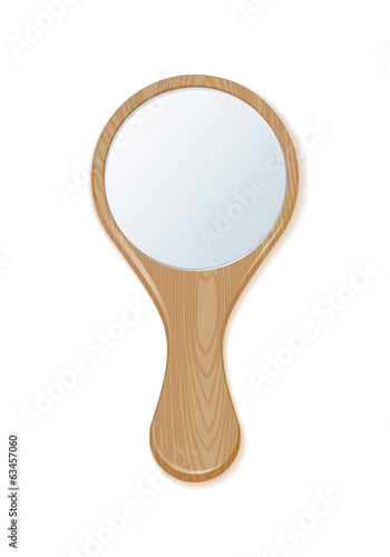 Simple form hand mirror. Small mirror with handle.