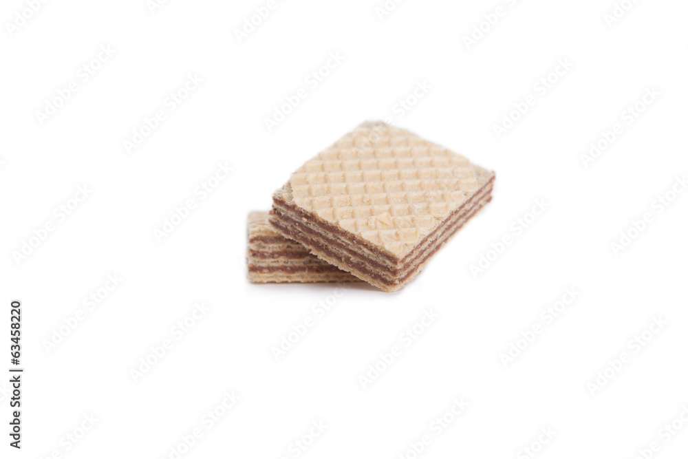 Chocolate wafers on a white background Chocolate wafers on a white background
