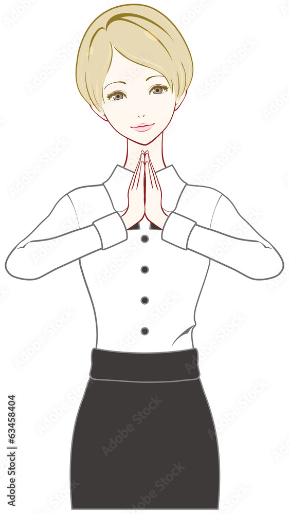女性　手を合わせる