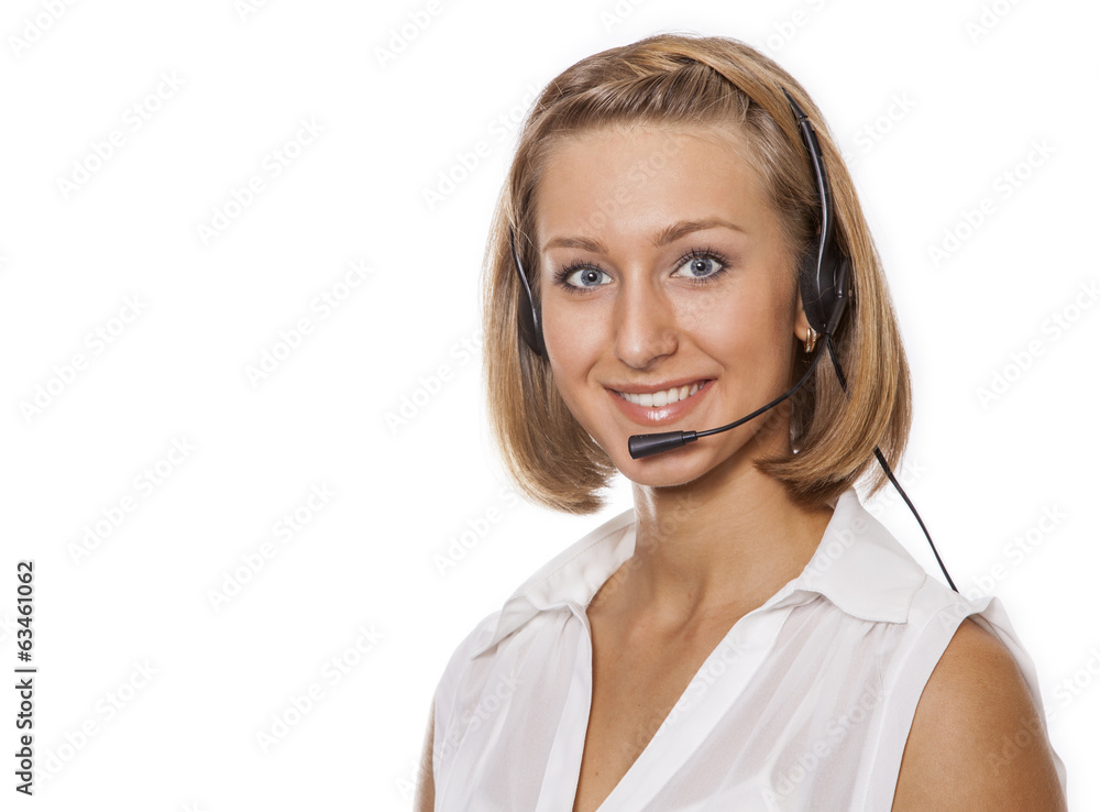cute girl-secretary in the headphones cute girl-secretary in the headphones