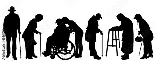 Vector silhouette of old people.