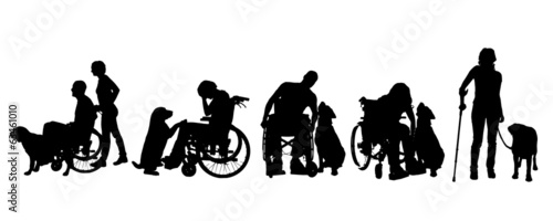 Vector silhouette of disabled people.