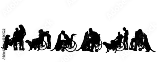 Vector silhouette of disabled people.