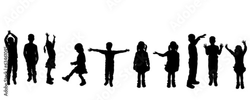Vector silhouette of children. photo