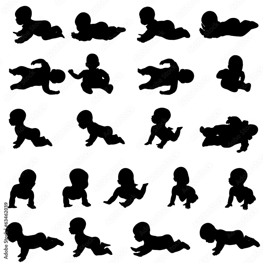 Vector silhouette of a toddler. Vector silhouette of a toddler.