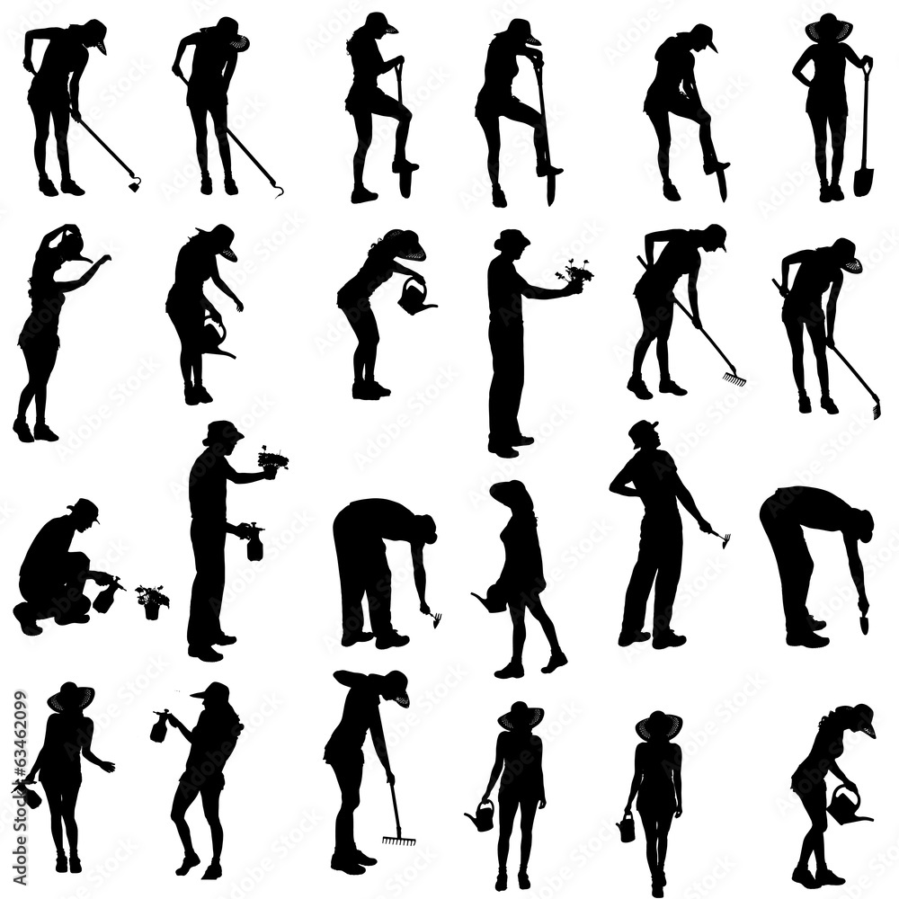 Obraz premium Vector silhouette of a gardener.