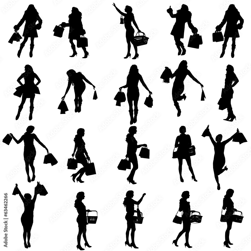 Fototapeta premium Vector silhouettes of woman.