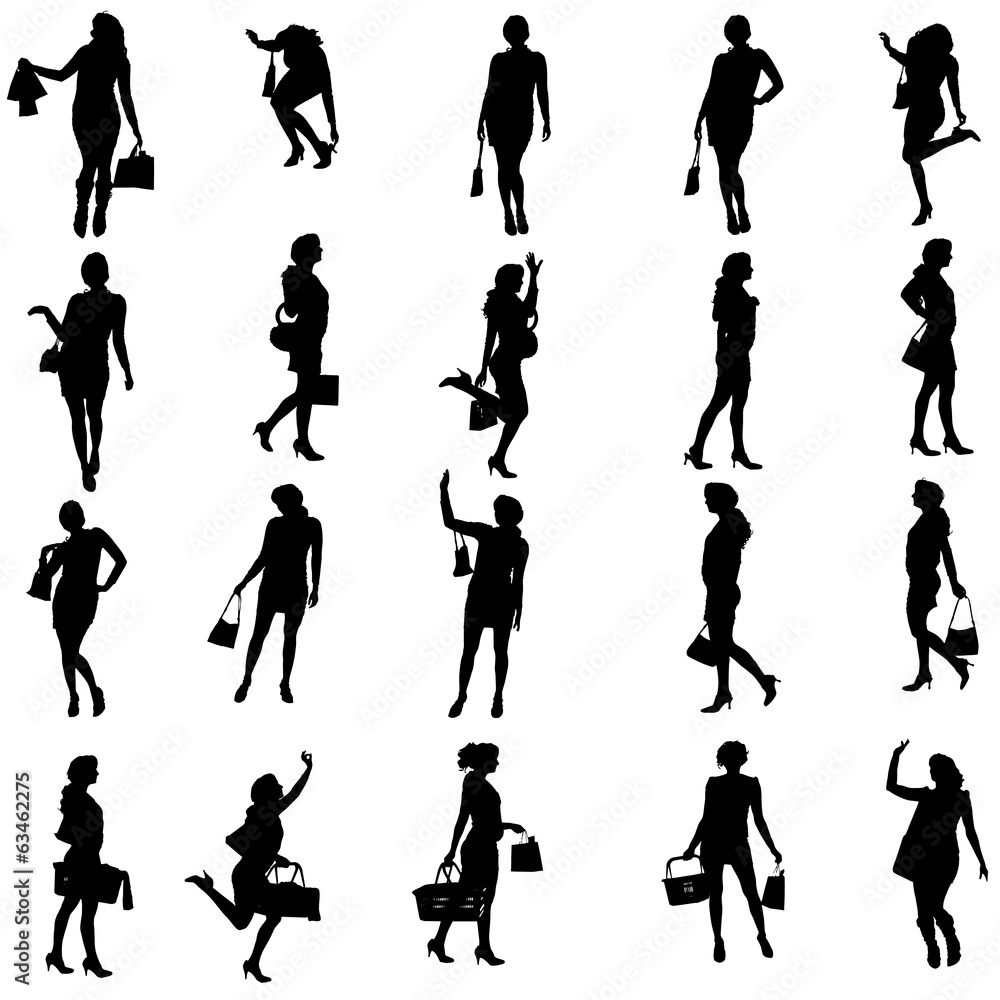 Vector silhouettes of woman.