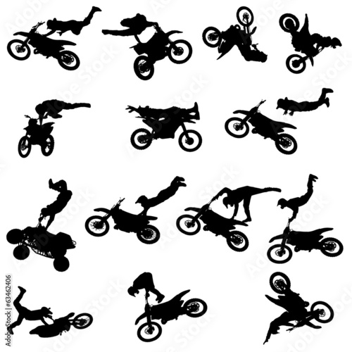 Vector silhouette of a man with a motorcycle.