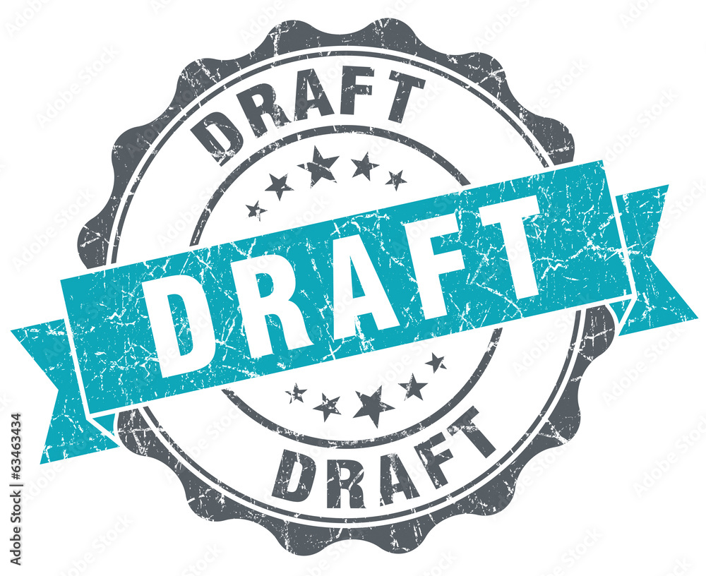 Fototapeta premium Draft blue grunge retro style isolated seal