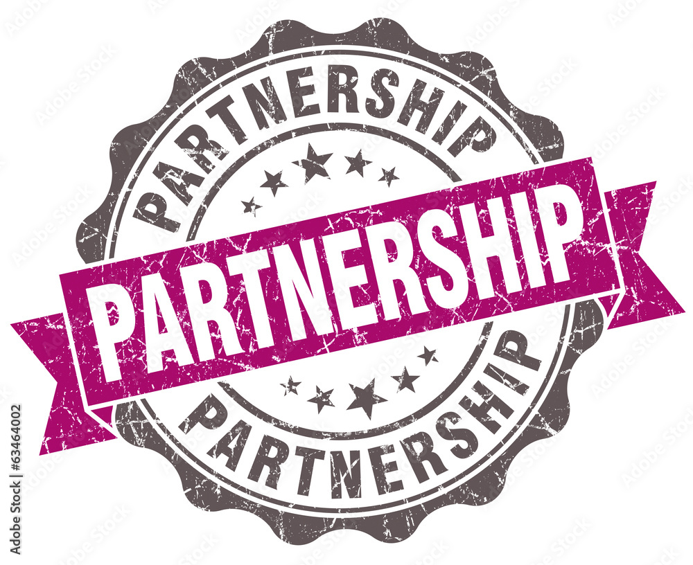 Partnership violet grungy retro style isolated seal Partnership violet grungy retro style isolated seal