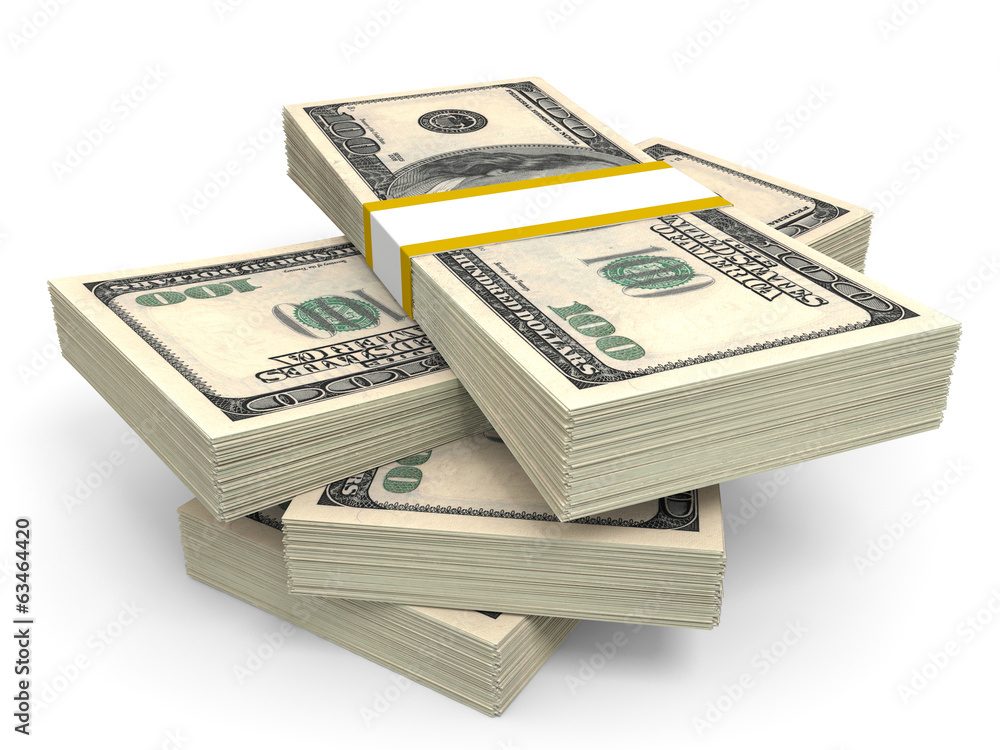 Stack of dollar banknotes.