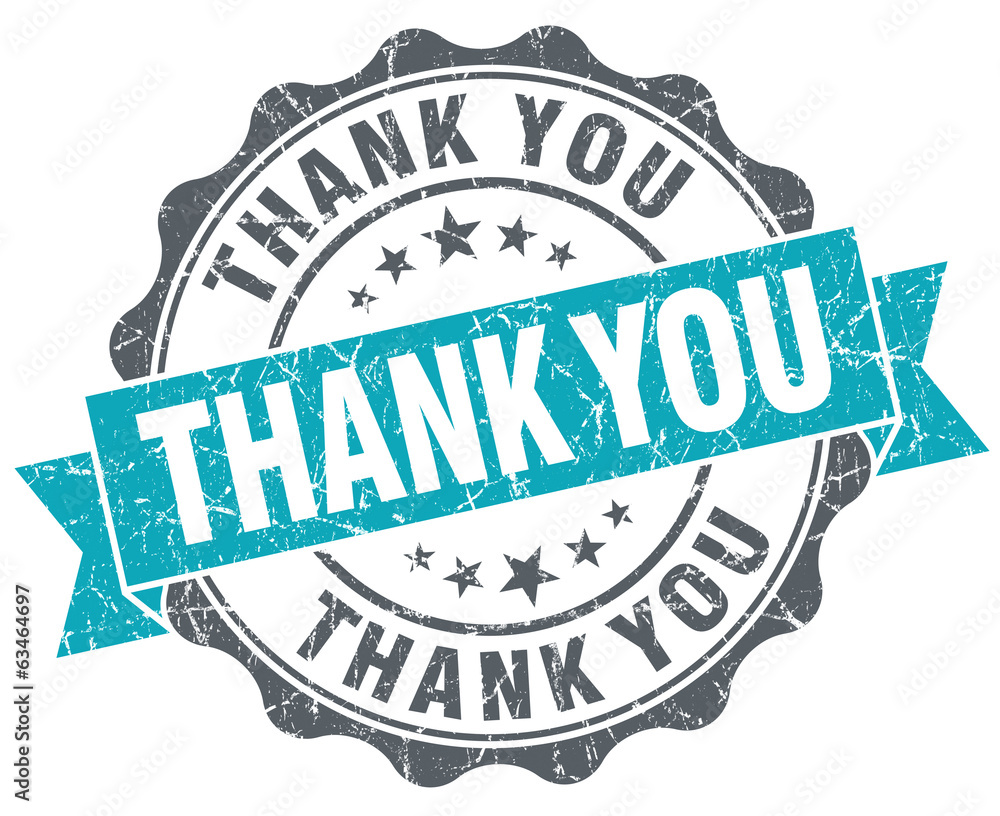 Obraz premium Thank you turquoise grunge retro style isolated seal