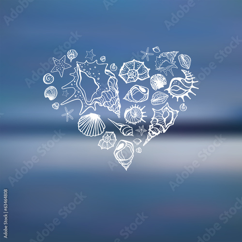 Heart of Sea shells.  Summer holidays.