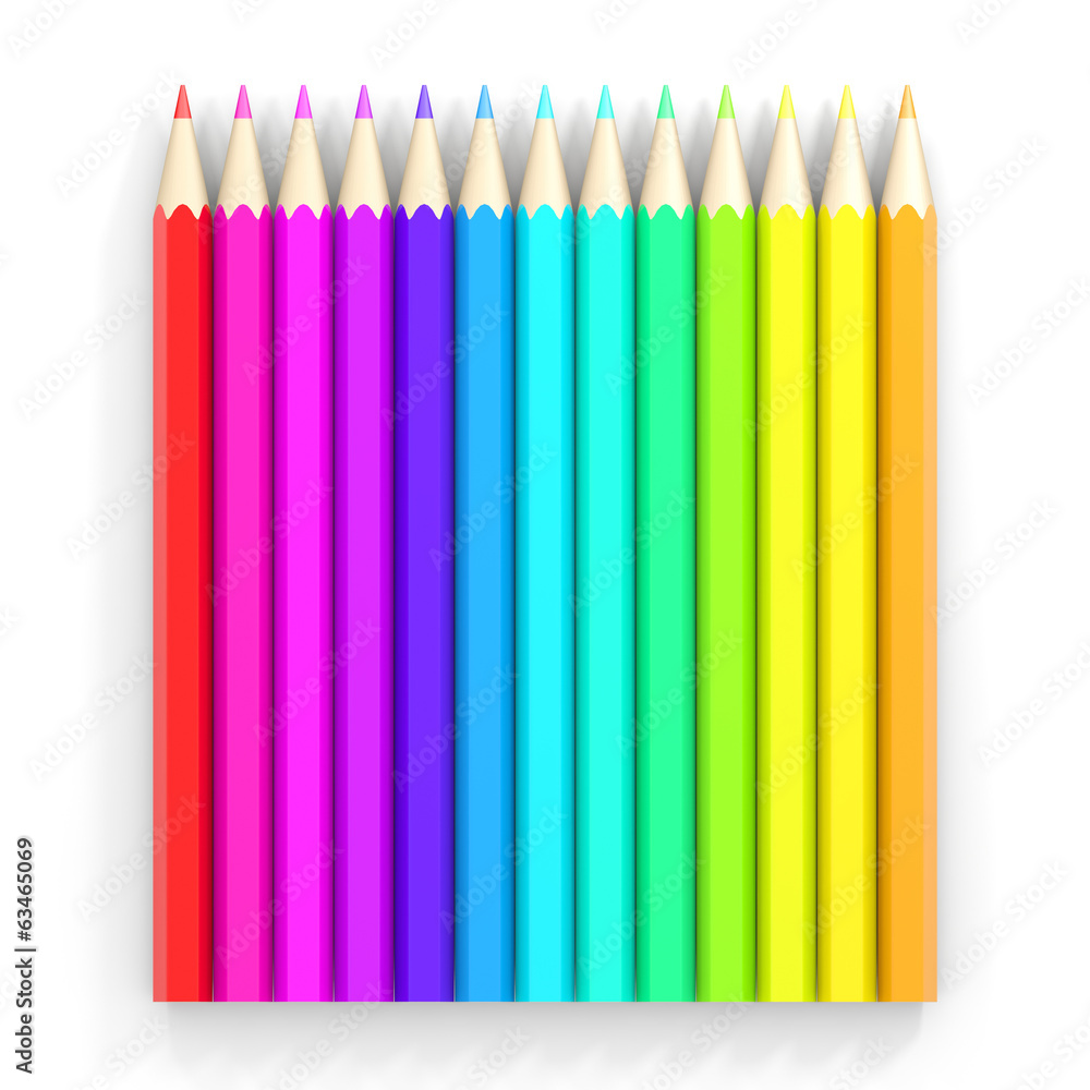 Row of coloured pencils. Row of coloured pencils.