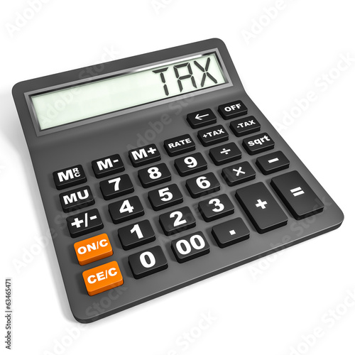 Calculator with TAX on display.