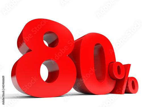Red eighty percent off. Discount 80%.