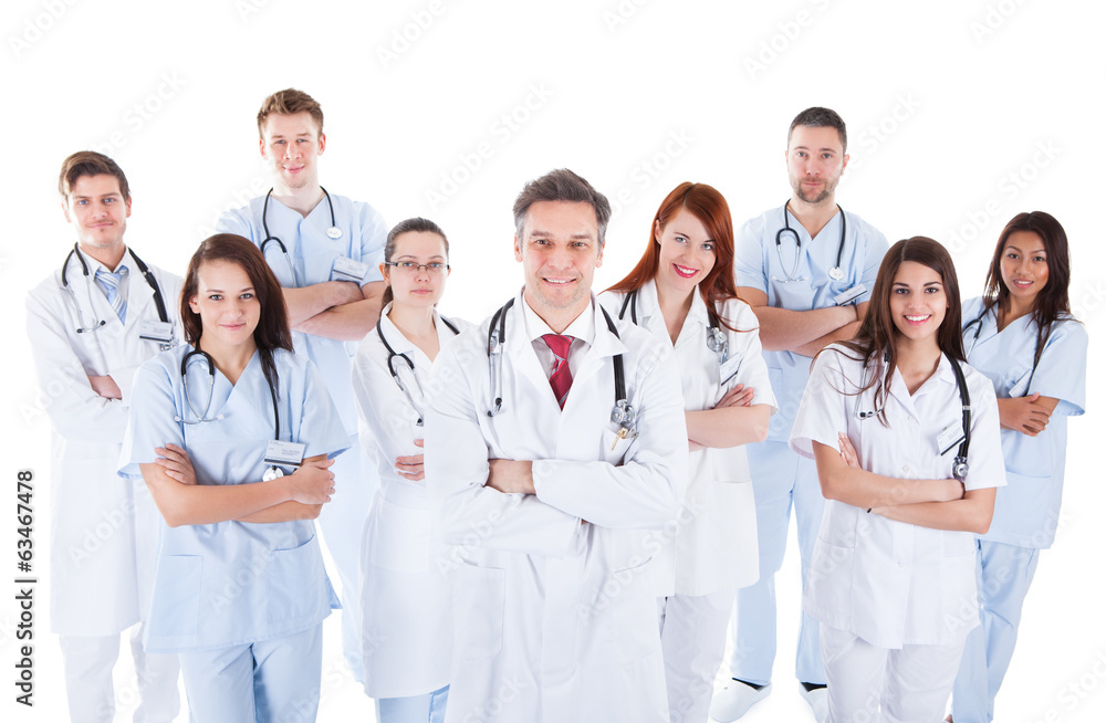 Large diverse group of medical staff in uniform Large diverse group of medical staff in uniform