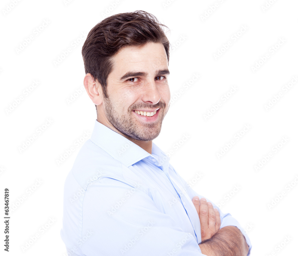 Portrait of a handsome man smiling, isolated on white Portrait of a handsome man smiling, isolated on white