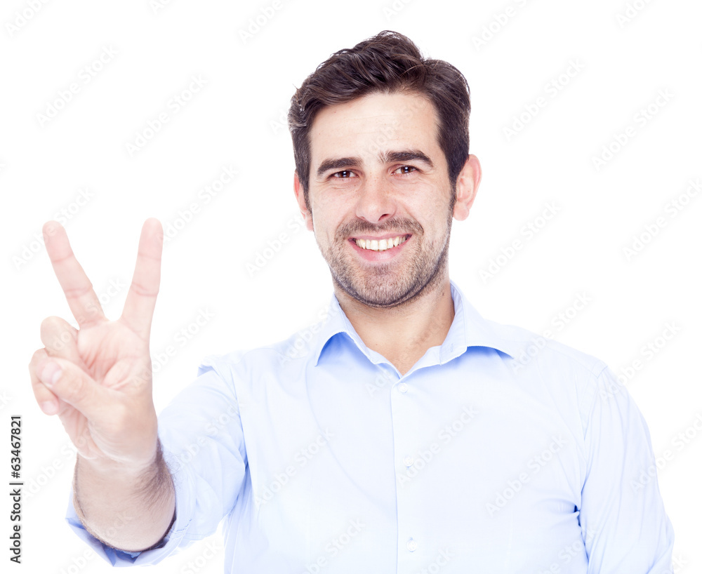 Handsome winner man, isolated on white Handsome winner man, isolated on white