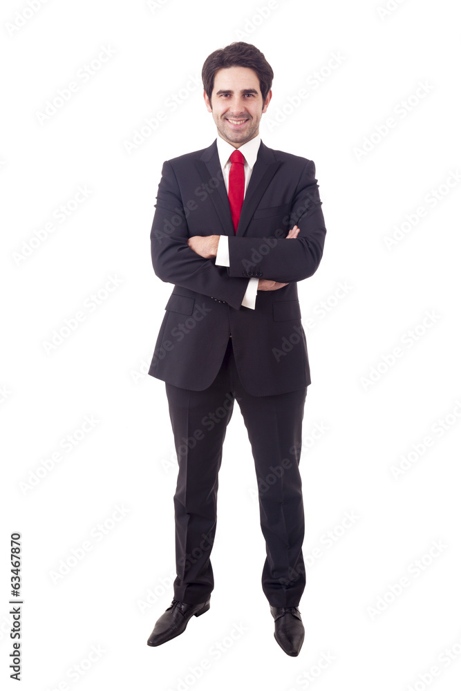 Full body portrait of happy business man, isolated on white Full body portrait of happy business man, isolated on white