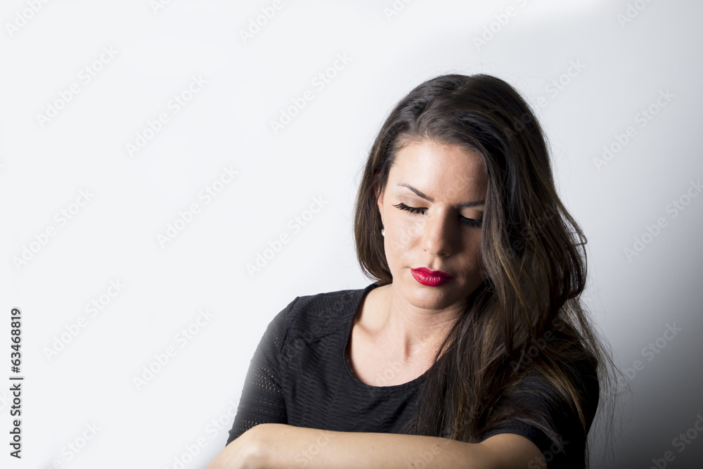Beautiful woman with closed eyes (studio portrait) Beautiful woman with closed eyes (studio portrait)
