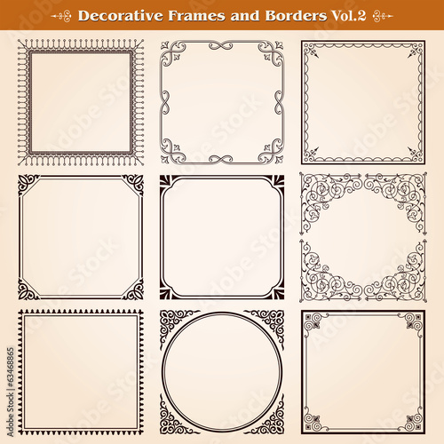 Decorative frames and borders set vector