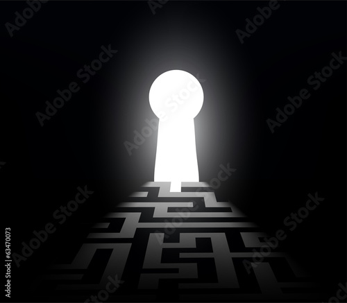 dark labyrinth with exit to the keyhole