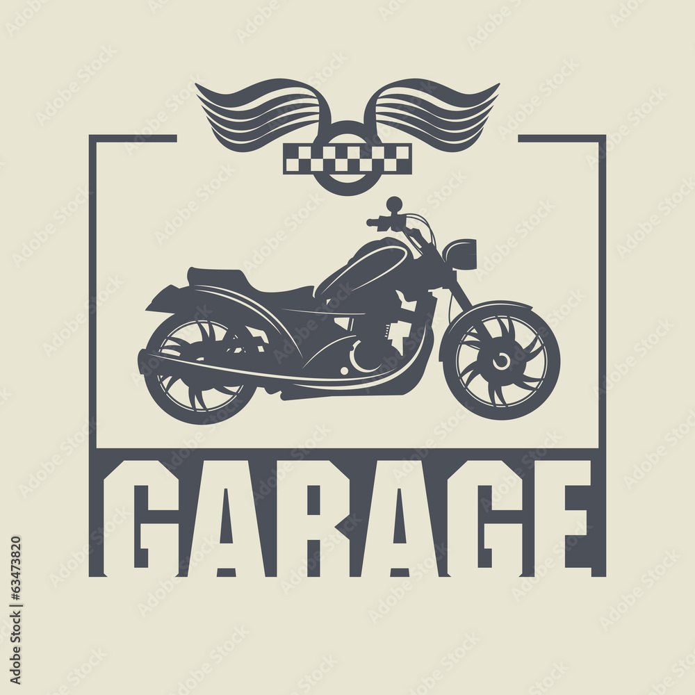 Obraz premium Vintage Motorcycle Garage label, vector