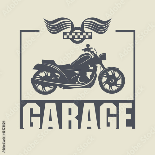 Vintage Motorcycle Garage label, vector