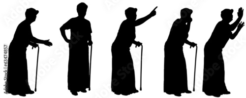 Vector silhouette of old people.