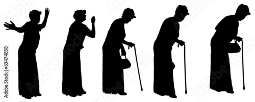 Vector silhouette of old people.