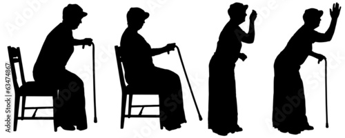 Vector silhouette of old people.