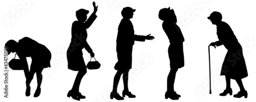 Vector silhouette of old people.