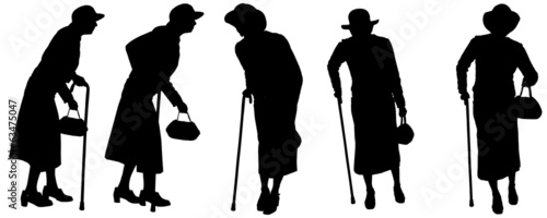 Vector silhouette of old people.