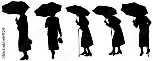 Vector silhouette of old people.