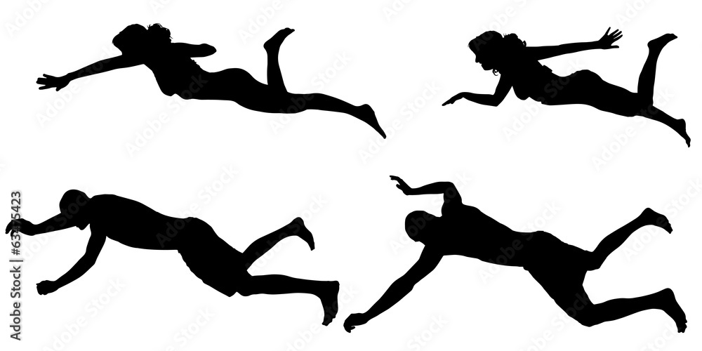 Vector silhouette of a people who swim. Vector silhouette of a people who swim.