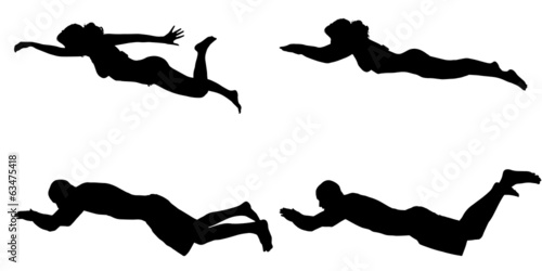 Vector silhouette of a people who swim.