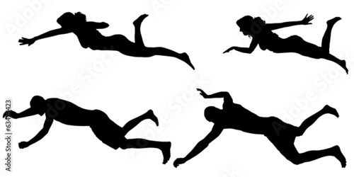 Vector silhouette of a people who swim.