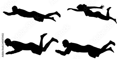 Vector silhouette of a people who swim.