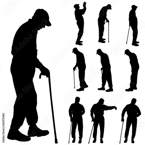 Vector silhouette of old people.