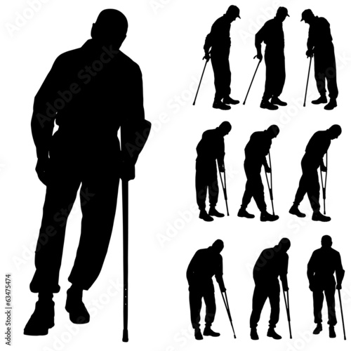 Vector silhouette of old people.