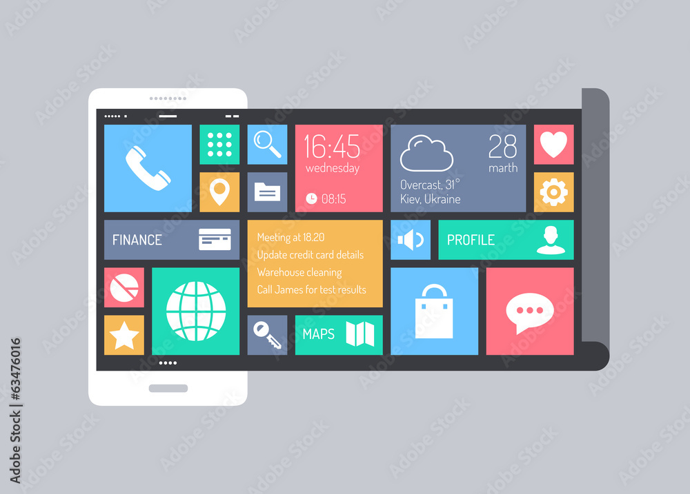 Flat modern mobile user interface concept Flat modern mobile user interface concept