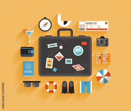 Travel and vacation flat design concept