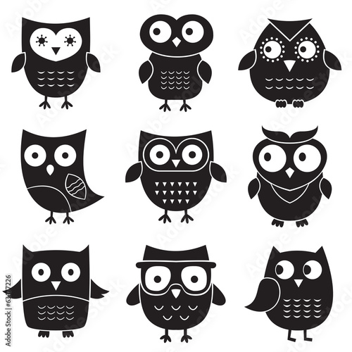 Wallpaper Mural Owls, isolated design elements Torontodigital.ca