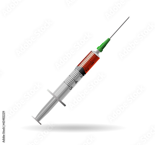 Medical syringe on white background