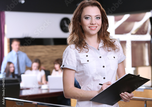 Businesswoman in conference...