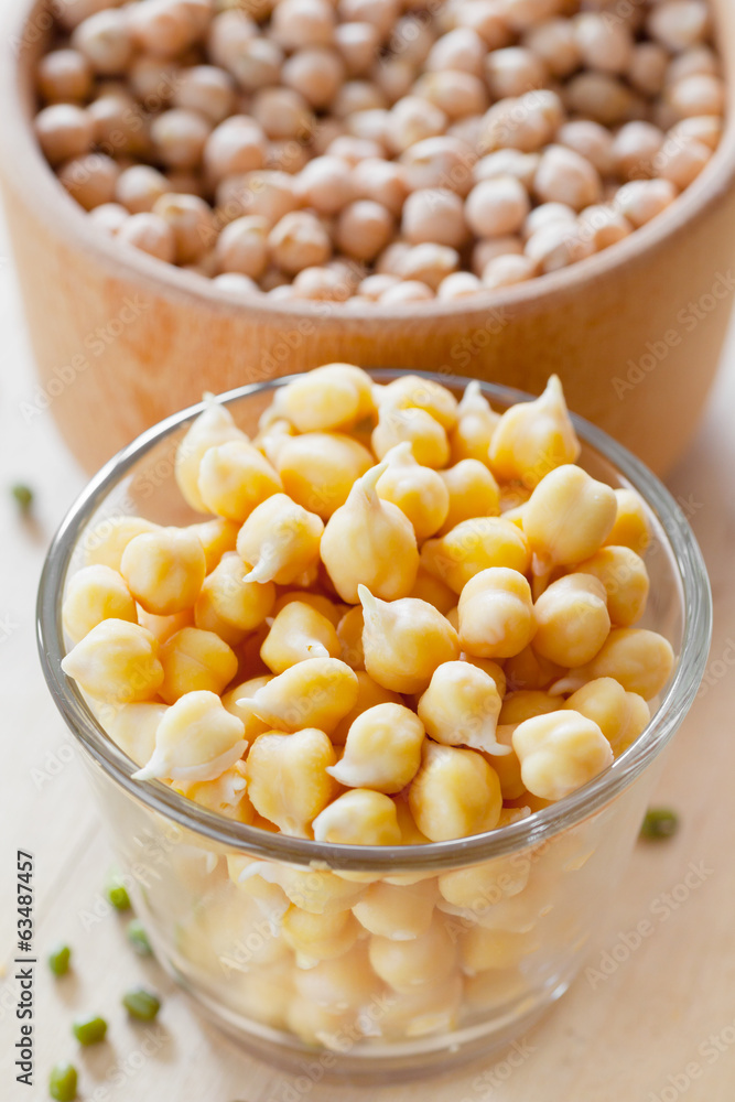Chick peas sprouts and dried seeds Chick peas sprouts and dried seeds