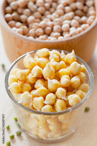 Chick peas sprouts and dried seeds