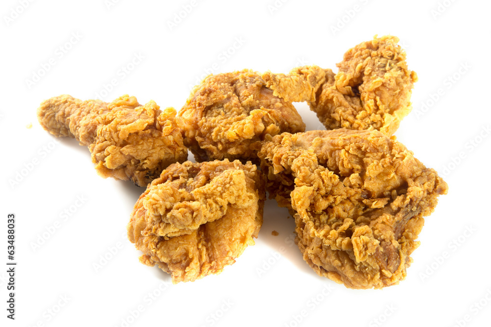 Fried chicken on white background. Fried chicken on white background.